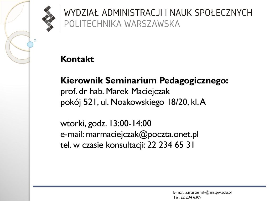 Seminarium Pedagogiczne dla doktorantów i nowoprzyjętych asystentów